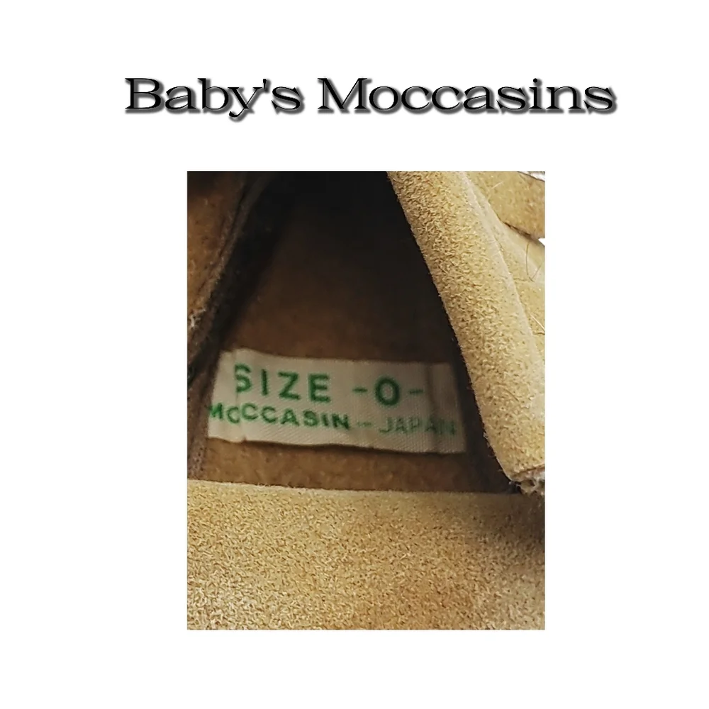 Tan Baby Moccasins. Size 0. Made in Japan